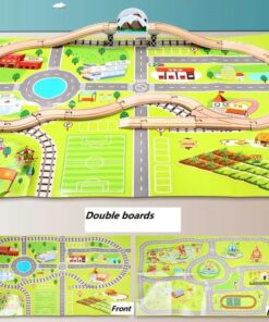 Orasel cu circuit auto si feroviar din lemn, cu 80 de piese, 3 ANI 01