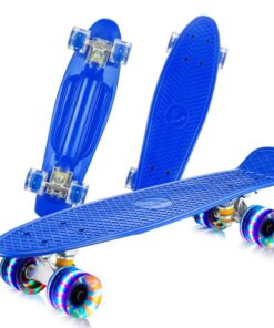 Penny board copii, Cauciuc/Aluminiu, LED, Max 100 kg, 56 cm, Bluemarin
