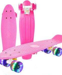 Penny board copii cu lumini, Roz, 56 CM