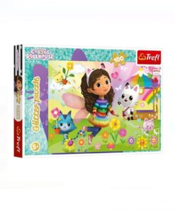 Puzzle Trefl carton 100 piese, Gabby's Dollhouse cu sclipici