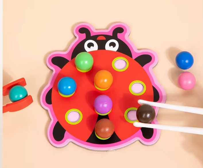 Puzzle de sortare și transfer cu bile colorate, 3 ani - imagine 7