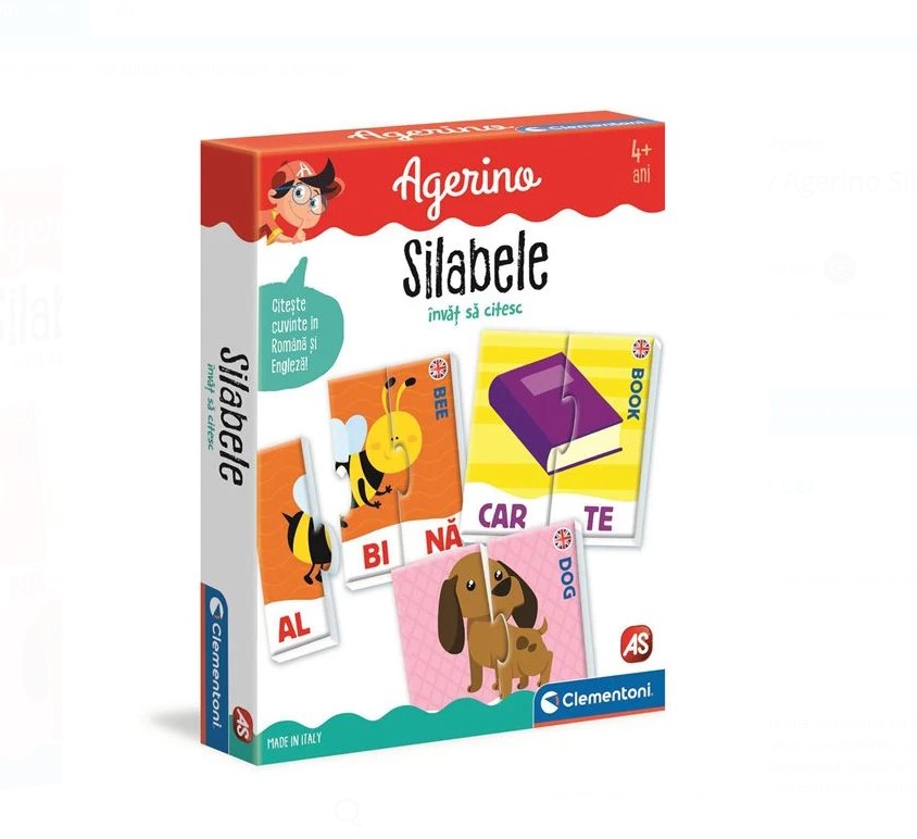 Puzzle educativ in limba romana si engleza, Silabe, 4 ani