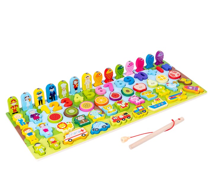 Puzzle, joc logaritmic montessori, 7 in 1 activitati, 3 ani