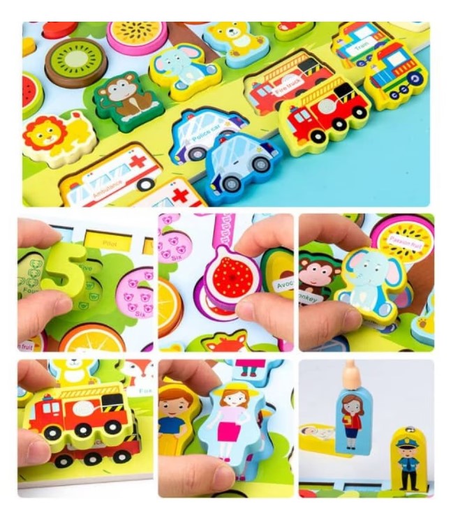 Puzzle, joc logaritmic montessori, 7 in 1 activitati, 3 ani - imagine 11