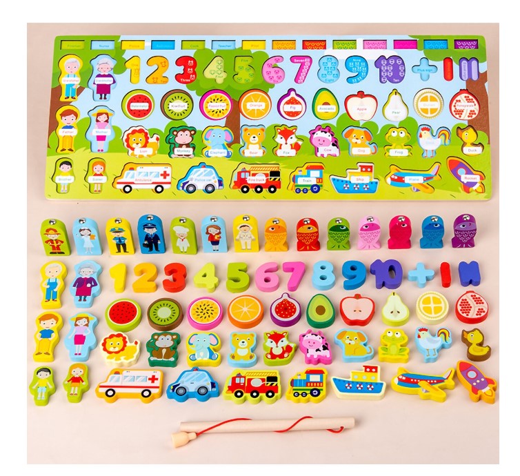 Puzzle, joc logaritmic montessori, 7 in 1 activitati, 3 ani - imagine 6