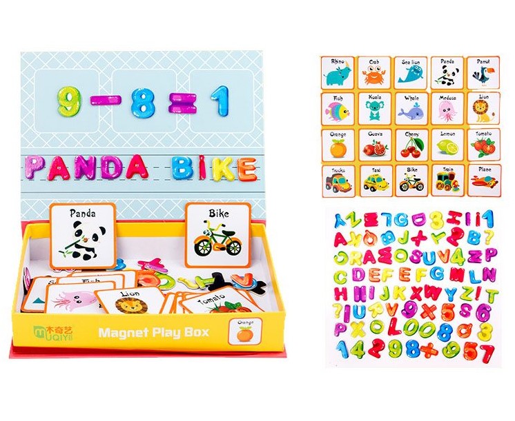 Puzzle magnetic tip carte, Numere si alfabet, 3 ani+