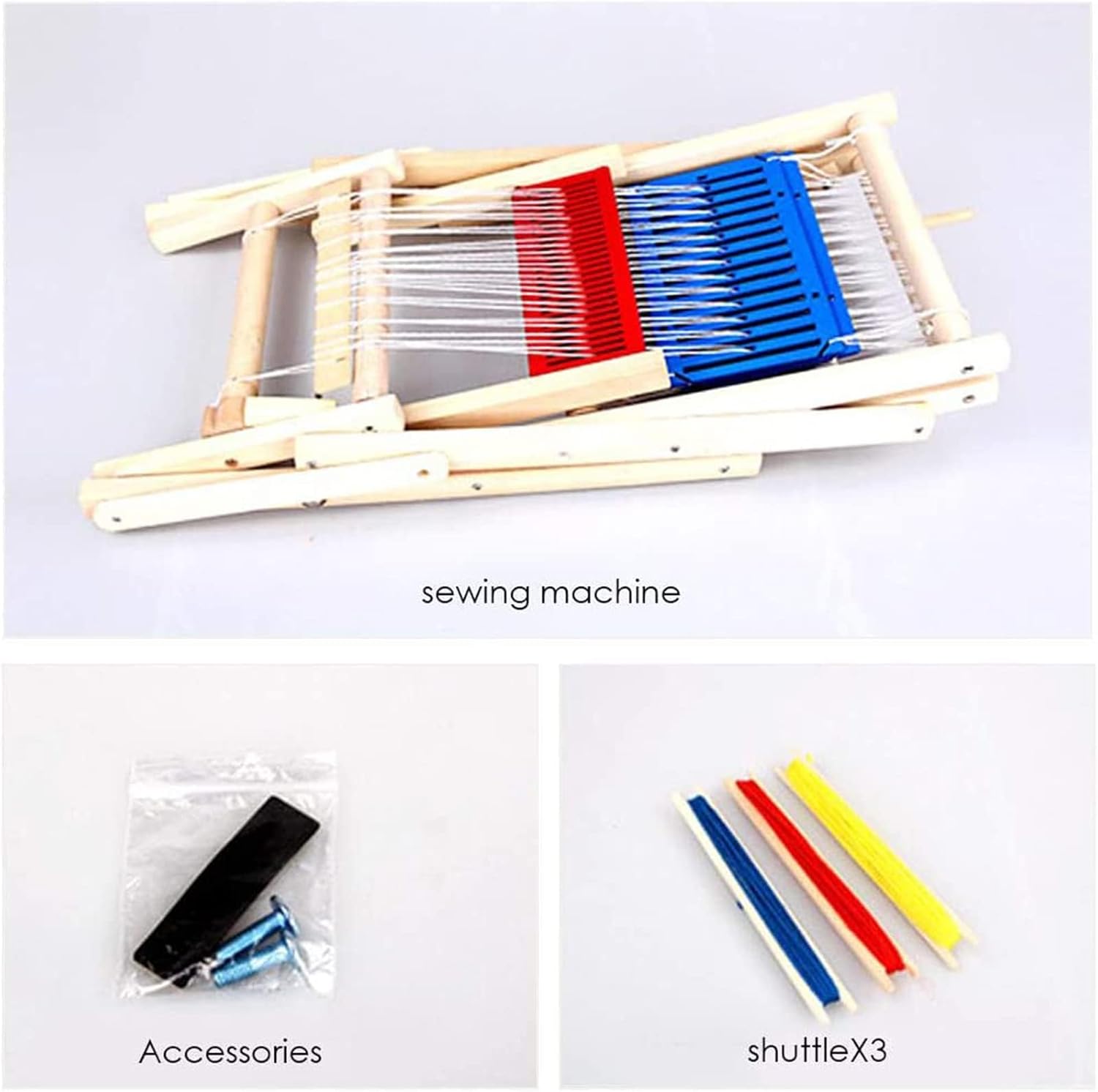 Razboi de tesut din lemn, joc dexteritate copii, 38 cm, 3 ani+ - imagine 5