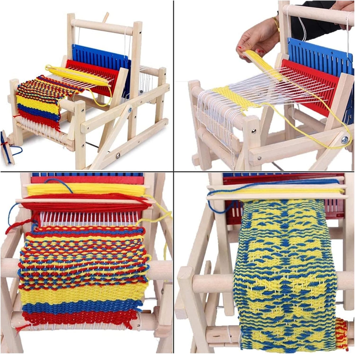 Razboi de tesut din lemn, joc dexteritate copii, 38 cm, 3 ani+ - imagine 3