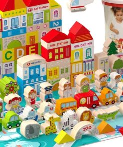 Alternative view of Set 120 de cuburi in galetusa cu sortator de forme geometrice, Alfabet si Orasel