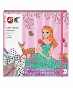 Set 20 planse de colorat cu creioane colorate, Printese, 4 ani+