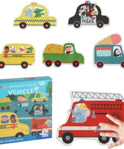 Set 6 puzzle-uri bebelusi din 6 piese mari,15 cm, Mijloace transport, 1-3 ani