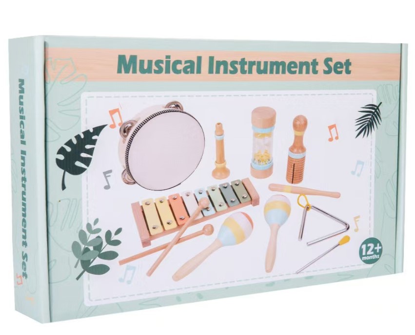 Set 7 instrumente muzicale din lemn pentru copii, 1 an+ - imagine 3
