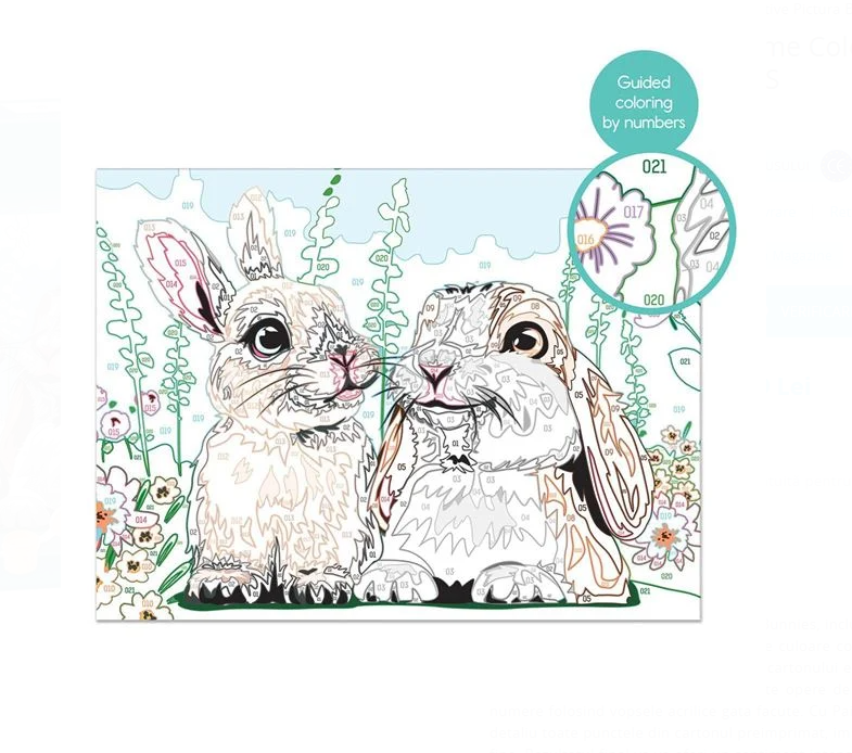 Set creativ, Pictura pe numere, Iepurasi, 9 ani+ - imagine 3