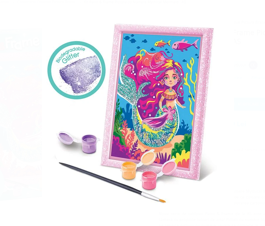 Set creativ, Pictura pe numere, Sirena cu sclipici, 7 ani+ - imagine 2