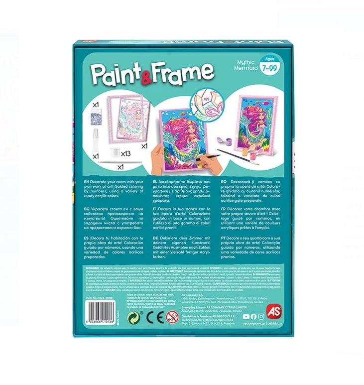 Set creativ, Pictura pe numere, Sirena cu sclipici, 7 ani+ - imagine 5