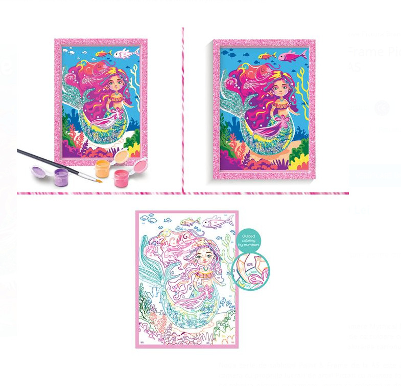 Set creativ, Pictura pe numere, Sirena cu sclipici, 7 ani+ - imagine 4