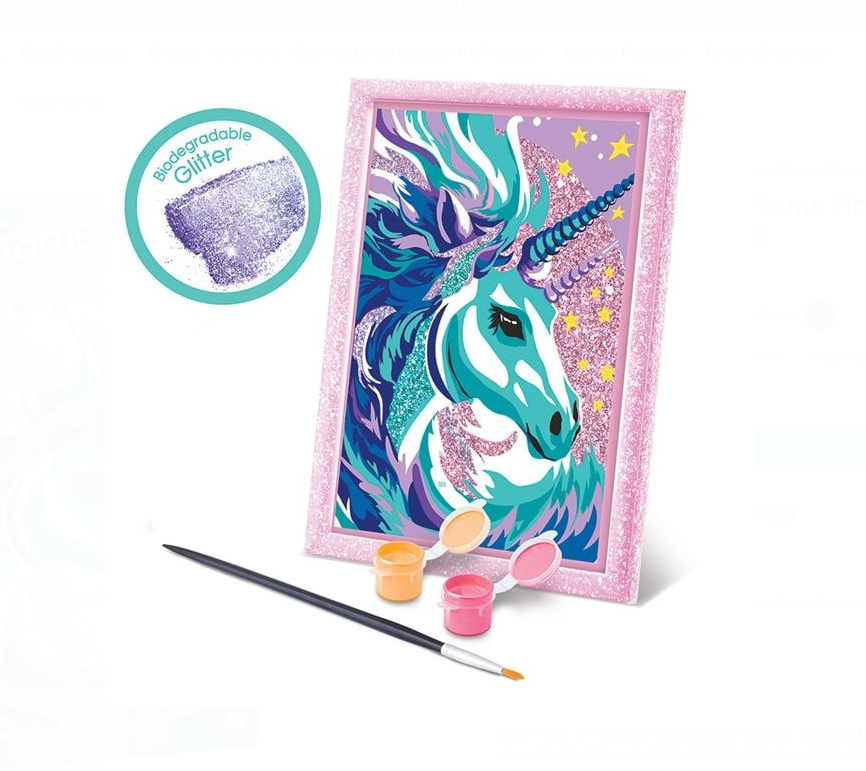 Set creativ, Pictura pe numere, Unicorn cu sclipici, 7 ani+ - imagine 3