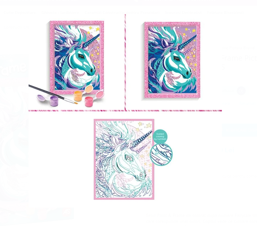 Set creativ, Pictura pe numere, Unicorn cu sclipici, 7 ani+ - imagine 5