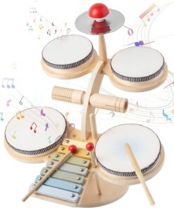 Set  5 instrumente muzicale din lemn pentru copii, Percutie