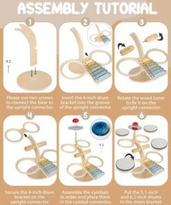 Alternative view of Set  5 instrumente muzicale din lemn pentru copii, Percutie