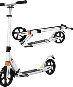 Trotineta pliabila, reglabila cu roti mari din silicon, Alb, 90 cm