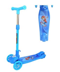 Trotineta reglabila cu 3 roti din silicon cu lumini, Albastru 3 ani