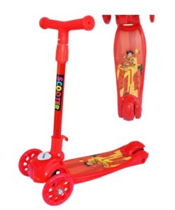 Trotineta reglabila cu 3 roti din silicon cu lumini, Rosu 3 ani