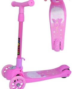 Alternative view of Trotineta reglabila cu 3 roti din silicon cu lumini, Roz 3 ani