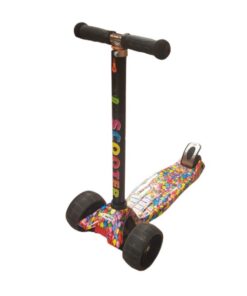 Trotineta reglabila cu roti din silicon cu lumini, multicolor, 3 ani