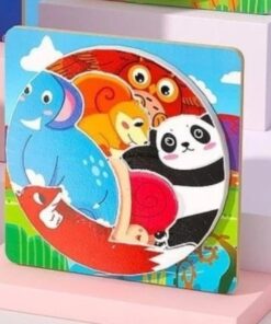 Puzzle circular, 18 x 18 cm, fara imagine de asociere, Animale salbatice