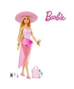 Papusa Barbie in Costum de Baie si Accesorii