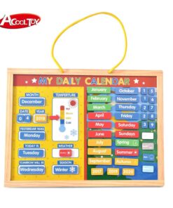 Calendar magnetic din Lemn, Limba Engleza, 3 ani+