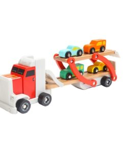 Camion Transportator din lemn cu 4 Vehicule, 3 ani+