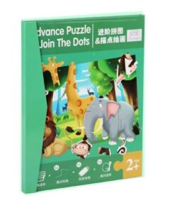 Carte educativa 2 in 1, Puzzle magnetic si Desen pe Puncte, 2 ani+, Animale