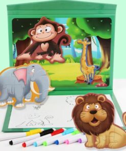 Alternative view of Carte educativa 2 in 1, Puzzle magnetic si Desen pe Puncte, 2 ani+, Animale