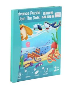 Carte educativa 2 in 1, Puzzle magnetic si Desen pe Puncte, 2 ani+, Animale marine