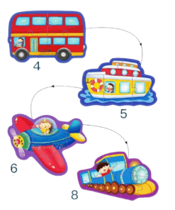 Alternative view of Carte educativa 2 in 1, Puzzle magnetic si Desen pe Puncte, 2 ani+, Mijloace de transport