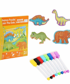 Carte educativa 2 in 1, Puzzle magnetic si Desen pe Puncte, 2 ani+, Dinozauri