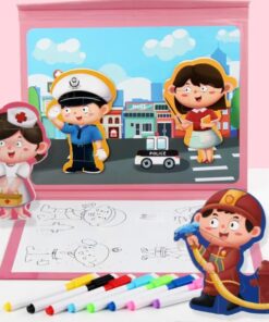 Alternative view of Carte educativa 2 in 1, Puzzle magnetic si Desen pe Puncte, 2 ani+, Meserii