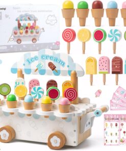 Alternative view of Carucior din lemn, Stand de inghetata, 32 cm, 3 ani