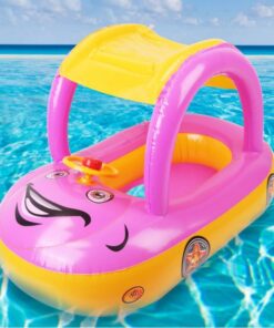 Alternative view of Colac gonflabil cu parasolar si volan,1 – 6 ani, Masinuta- Roz