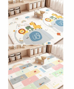 Covor pliabil de joaca, termoizolant cu doua fete 200 x 180 cm, Happy