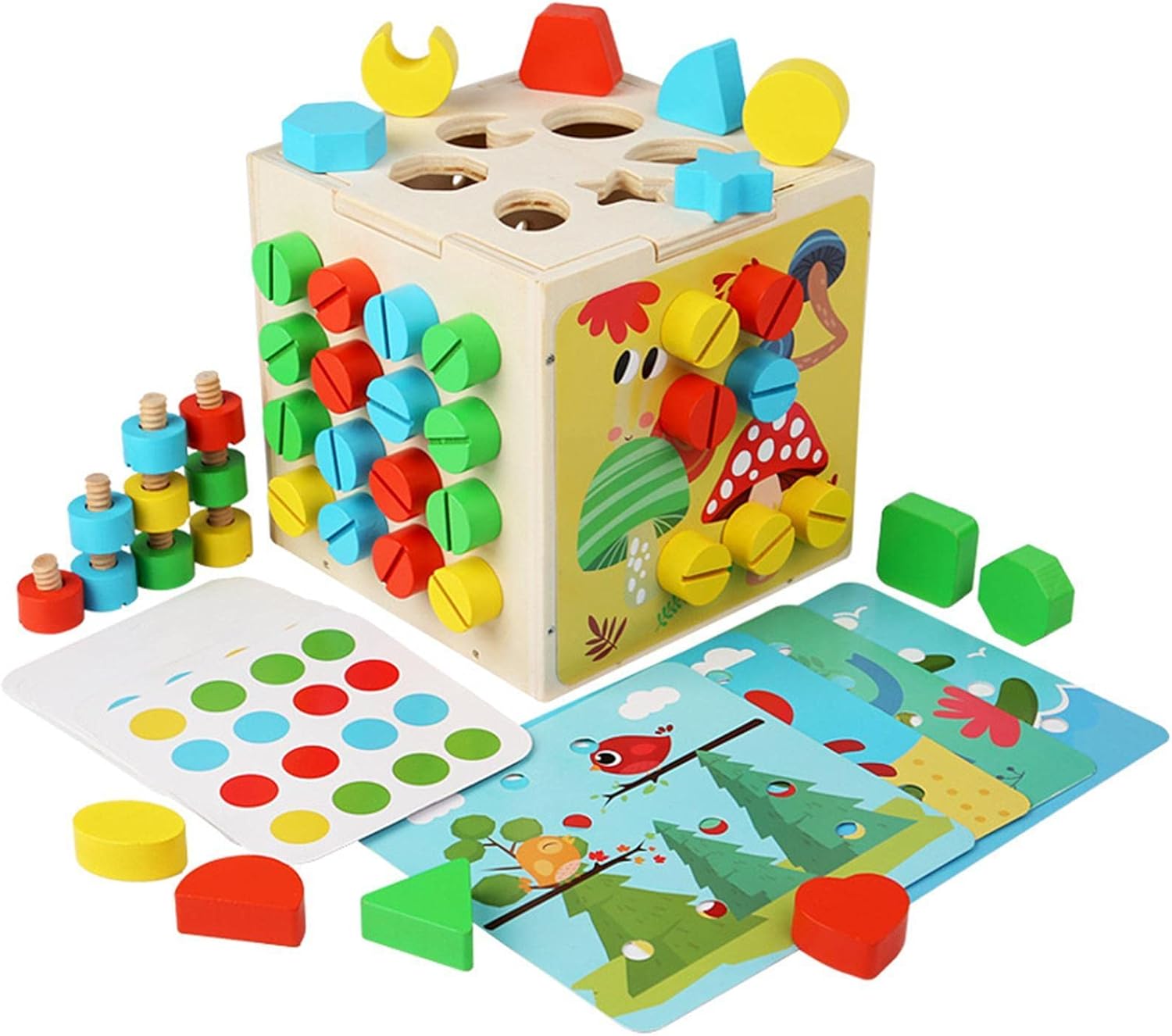 Cub multifunctional cu 5 activitati de tip Montessori, 3 ani+