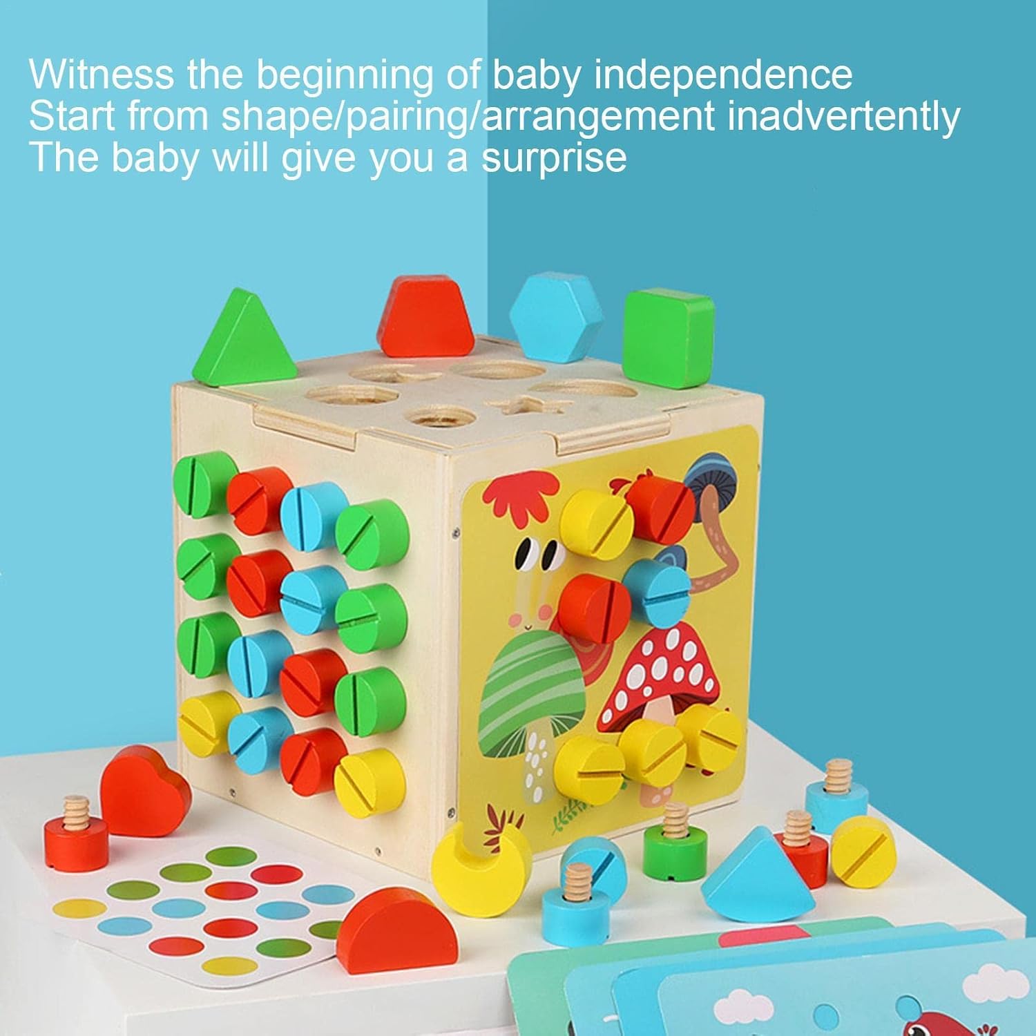 Cub multifunctional cu 5 activitati de tip Montessori, 3 ani+ - imagine 7