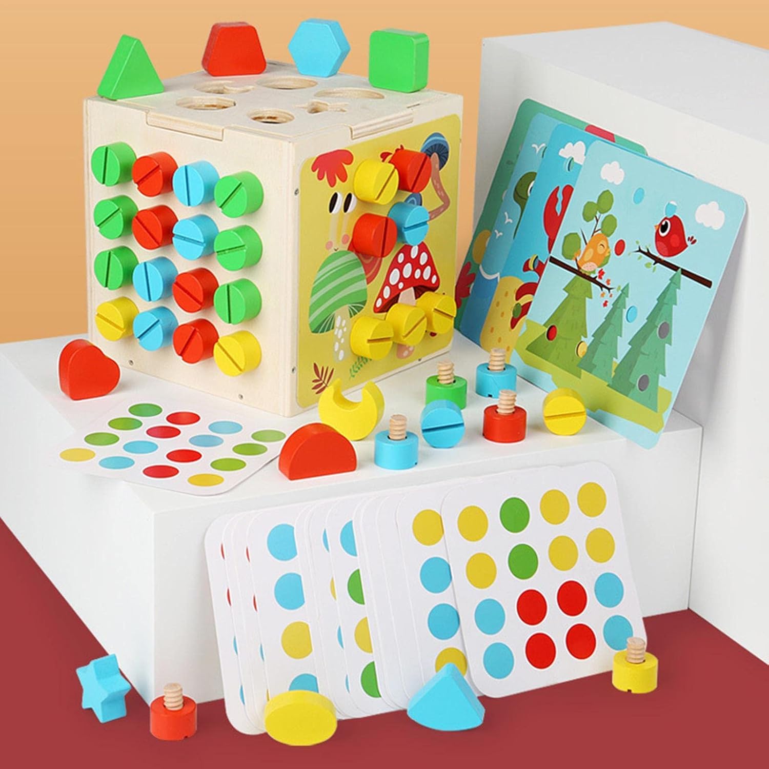 Cub multifunctional cu 5 activitati de tip Montessori, 3 ani+ - imagine 5