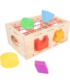 Cub sortator de forme geometrice din lemn cu benzi flexibile
