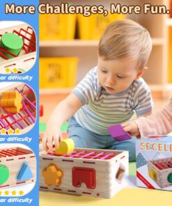 Alternative view of Cub sortator de forme geometrice din lemn cu benzi flexibile