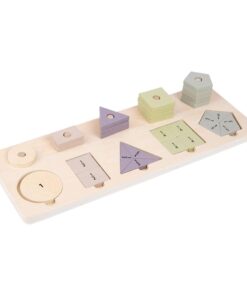 Joc Montessori 2 in 1, sortator de forme geometrice si puzzle fractii, 3 ani+
