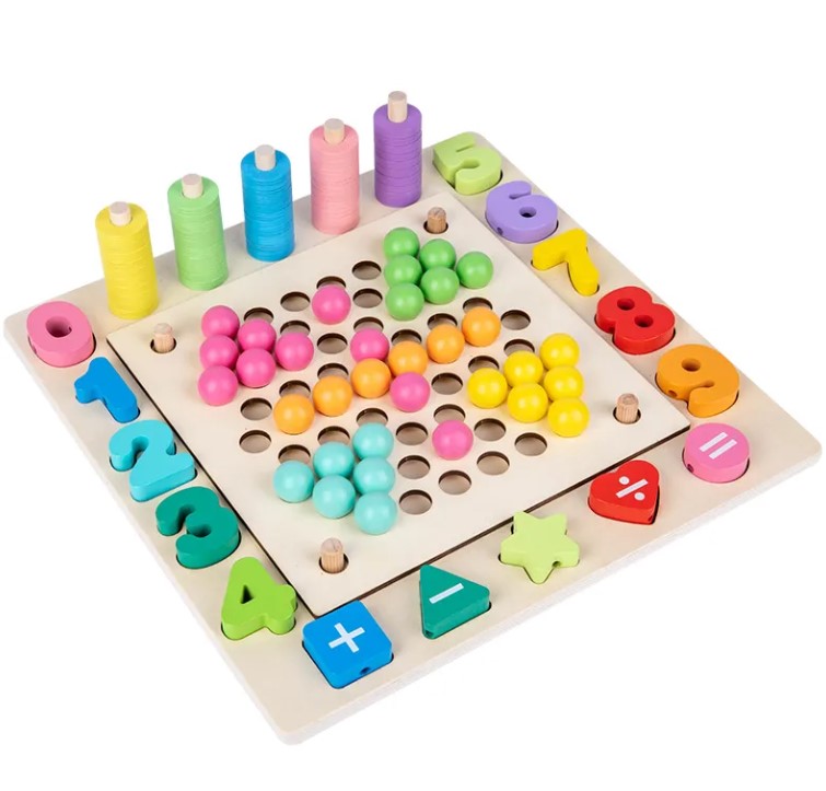 Joc Montessori cu 6 activitati - Indemanare, asociere, sortare, memorie, logica, 3 ani