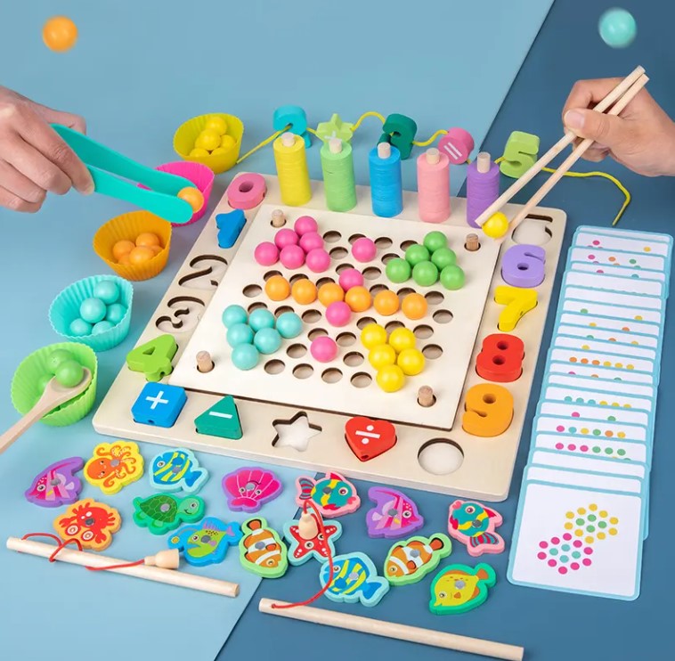 Joc Montessori cu 6 activitati - Indemanare, asociere, sortare, memorie, logica, 3 ani - imagine 9